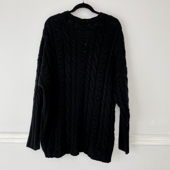 AFRM Black Noir V Neck Oversized Chunky Knit Sweater - Picture 3 of 8